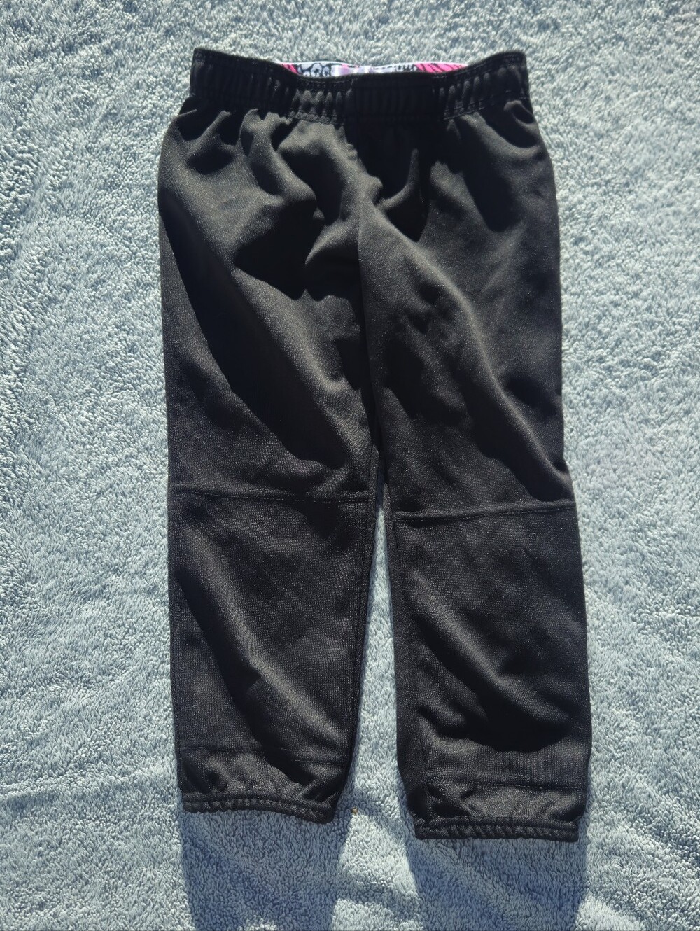Intesity Size L 12-14 Girls Cheer Knee Pants Black with Subtle Pink Detail